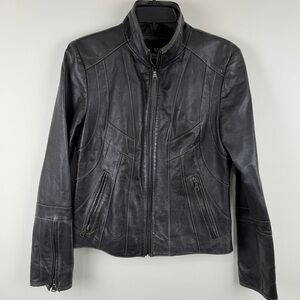 a.n.a Leather Moto Jacket Women’s Size M Black Zip-Up Excellent Condition